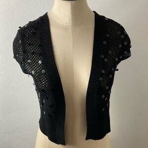 ❤️ WHBM Black Sequin Bolero Sweater Shrug Sz S